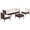 vidaXL Set Divani da Giardino 6 pz con Cuscini in Polyrattan Marrone