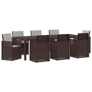 vidaXL Set da Pranzo per Giardino 9 pcs Marrone e Grigio Chiaro PP