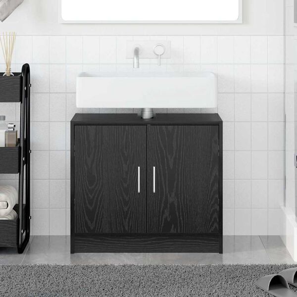 vidaXL Mobile da Bagno Rovere Nero 63 x 29 x 55 cm Legno multistrato