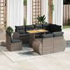 vidaXL Set Divano da Giardino 9 pz con Cuscini Grigio in Polyrattan