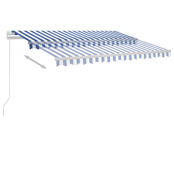 vidaXL Tenda da Sole Retrattile Manuale con LED 300x250cm Blu e Bianco