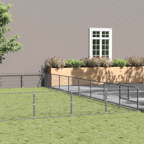 vidaXL Gabbia per Cani Argento 72 m&sup2; in Acciaio