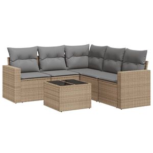 vidaXL Set Divano da Giardino 6 pz con Cuscini Beige in Polyrattan