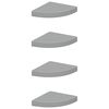 vidaXL Scaffali Angolari a Parete 4 pz Grigi 25x25x3,8 cm in MDF