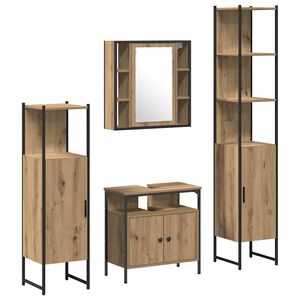 vidaXL Set di mobili per il bagno 4 pz Rovere artigianale