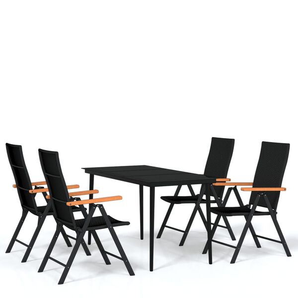 vidaXL Set da Pranzo da Giardino 5 pz Nero