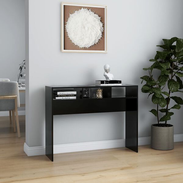 vidaXL Tavolino Consolle Nero 105x30x80 cm in Legno Multistrato