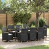 vidaXL Set da Pranzo per Giardino 9 pcs Nero polyrattan