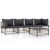 vidaXL Set Divani da Giardino 5 pz con Cuscini Antracite in Polyrattan
