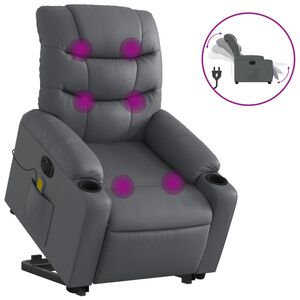 vidaXL Poltrona Alzapersona Elettrica Reclinabile Grigio in Similpelle