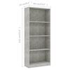 vidaXL Libreria 4 Ripiani Grigio Cemento 60x24x142cm Legno Multistrato
