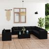vidaXL Set Divani da Giardino 11 pz con Cuscini in Polyrattan Nero