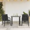 vidaXL Set da Bistr&ograve; 3 pz con Cuscini Nero in Polyrattan