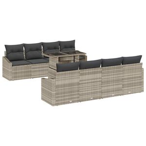 vidaXL Set Divano da Giardino 7 pz Grigio chiaro polyrattan
