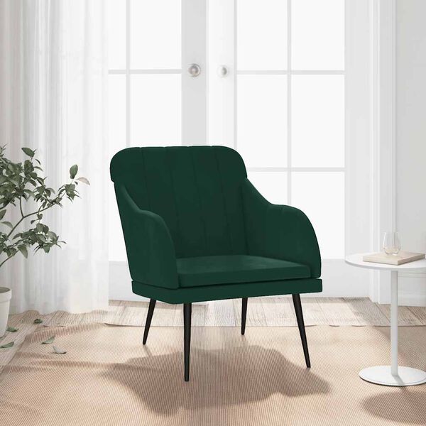 vidaXL Poltrona Verde Scuro 63x76x80 cm Velluto