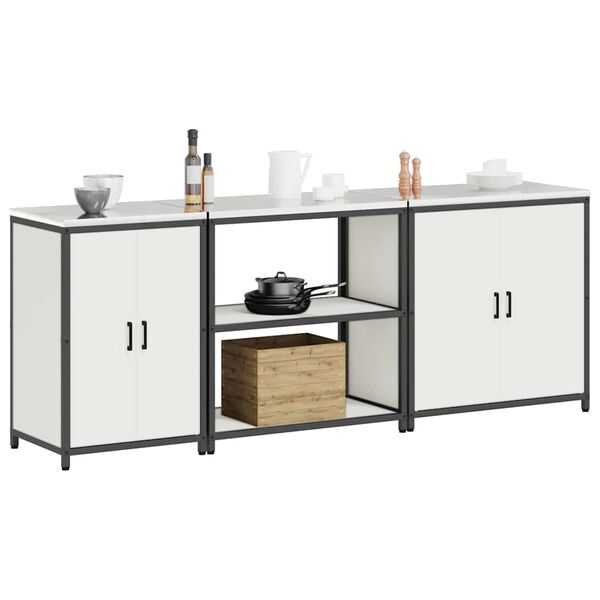 vidaXL Set di Stoccaggio per Cucina Altro 3 pcs Bianco Acciaio