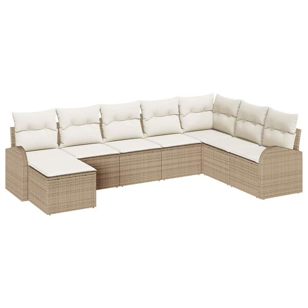 vidaXL Set Divano da Giardino 8 pcs Beige Rattan in Polipropilene