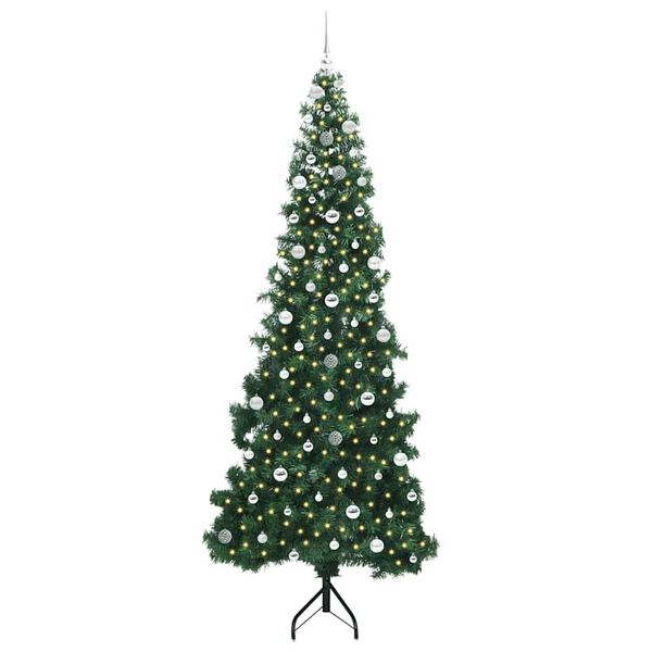 vidaXL Albero di Natale Artificiale Angolare con 300 LED Verde 240 cm