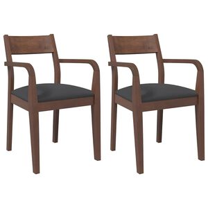 vidaXL Sedie da Pranzo con Cuscini 2pz Marrone Legno Massello di Hevea