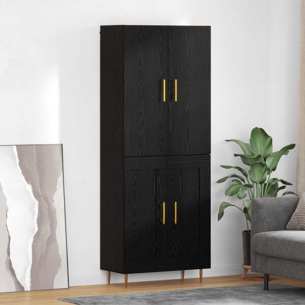 vidaXL Credenza Rovere Nero 69,5 x 34 x 180 cm Legno multistrato