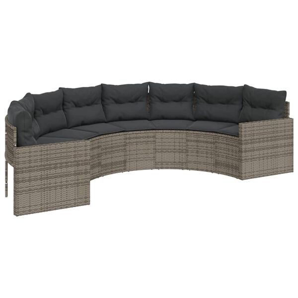 vidaXL Set Divani da Giardino Semicircolare 2 pz in Polyrattan Grigio