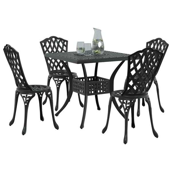 vidaXL Set di Tavolo da Giardino 5 pcs Nero Alluminio pressofuso