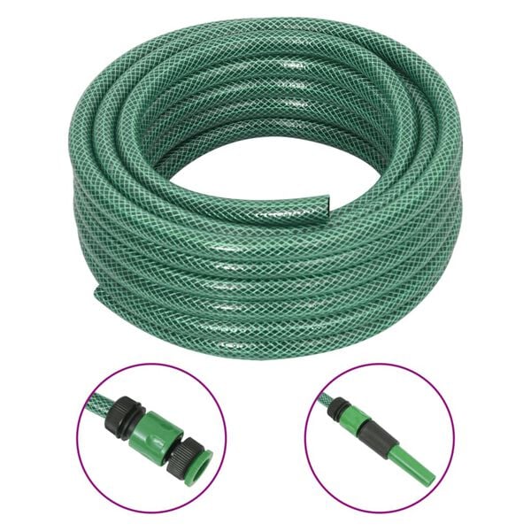 vidaXL Set Tubo da Giardino con Raccordi Verde 0,5" 10 m in PVC