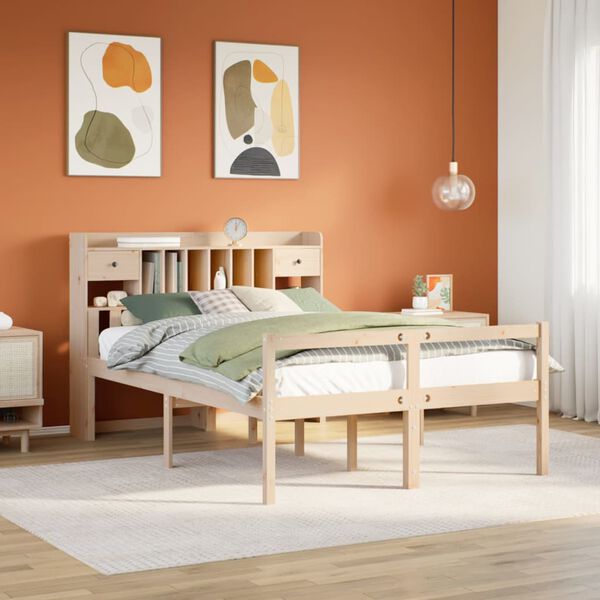 vidaXL Letto Libreria senza Materasso 140x200 cm in Legno di Pino