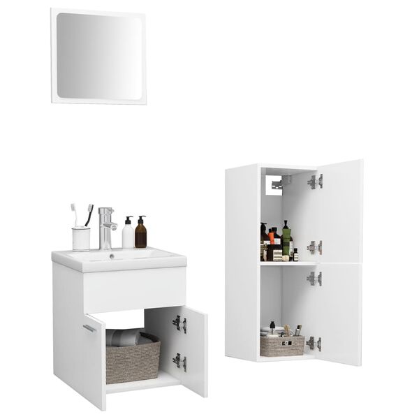 vidaXL Set Mobili da Bagno Bianco in Legno Multistrato
