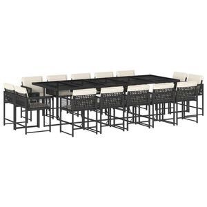 vidaXL Set da Pranzo da Giardino 15 pz con Cuscini Nero in Polyrattan