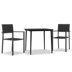 vidaXL Set da Pranzo da Giardino 3 pz Nero