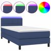 vidaXL Letto a Molle con Materasso e LED Blu 90x190 cm in Tessuto