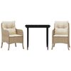 vidaXL Set da Pranzo da Giardino 3 pz con Cuscini Beige in Polyrattan