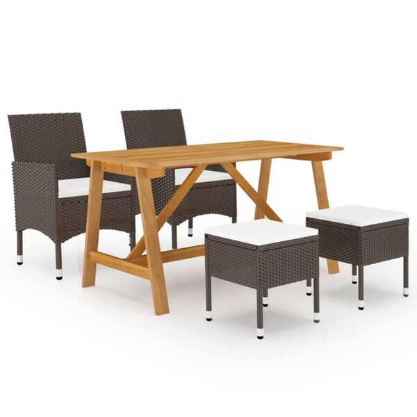 vidaXL Set Mobili da Pranzo per Giardino 5 pz Marrone