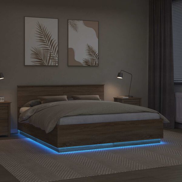 vidaXL Struttura del letto con testiera Rovere Sonoma 180 x 200 cm