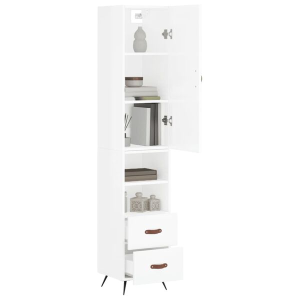 vidaXL Credenza 34,5x34x180 cm in Legno Multistrato Bianco Lucido