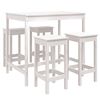 vidaXL Set Bar da Giardino 5 pz Bianco in Legno Massello di Pino