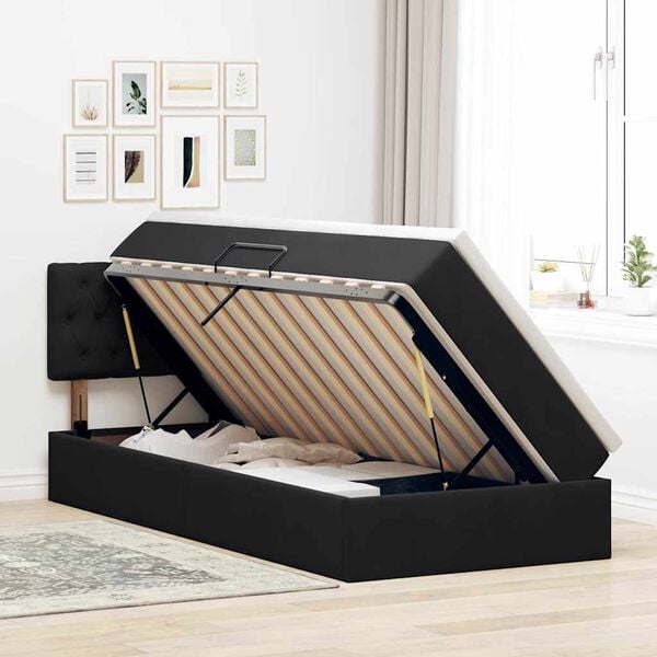 vidaXL Letto con Contenitore con materasso Nero 90 x 200 cm Velluto