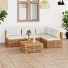 vidaXL Set Divani da Giardino 5 pz con Cuscini Crema in Legno di Teak