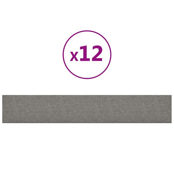 vidaXL Pannelli Murali 12 pz Grigio Chiaro 90x15 cm Tessuto 1,62 m²