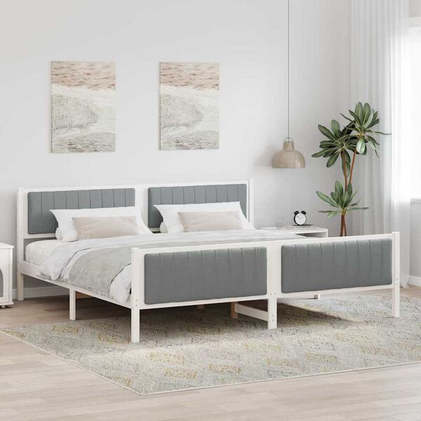 vidaXL Struttura del Letto Bianco e grigio chiaro 200 x 200 cm