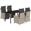 vidaXL Set Pranzo da Giardino 5pz con Cuscini Grigio Chiaro Polyrattan