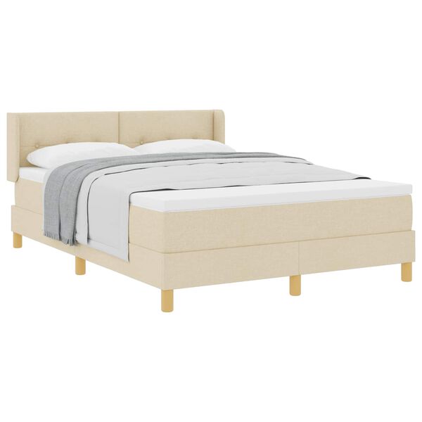 vidaXL Letto a molle con materasso Crema 190 x 140 cm Poliestere