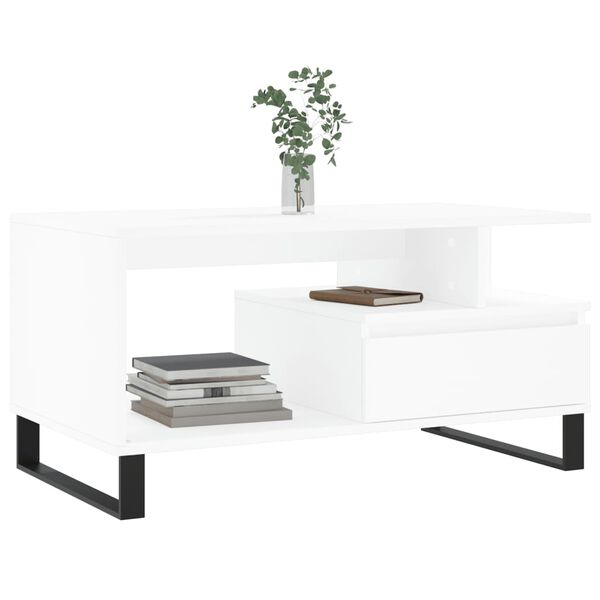 vidaXL Tavolino da Salotto Bianco 90x49x45 cm in Legno Multistrato