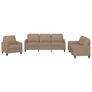 vidaXL Set di Divani 3 pz con Cuscini cappuccino in Similpelle