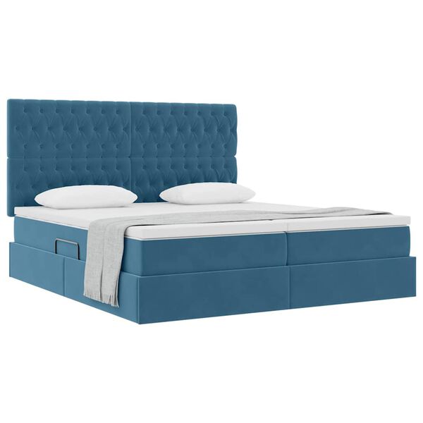 vidaXL Letto con Contenitore Blu Scuro 200 x 200 cm Velluto