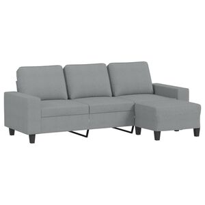 vidaXL Divano a 3 Posti con Poggiapiedi Grigio Chiaro 180cm in Tessuto