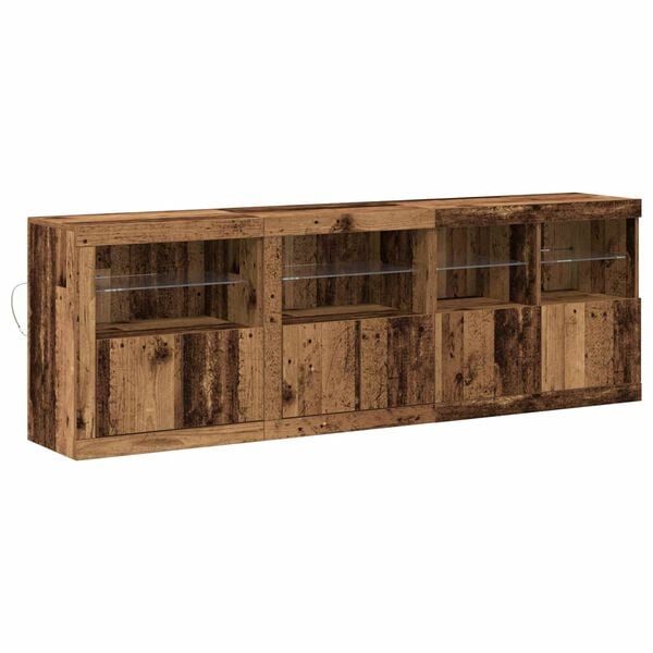 vidaXL Madia LED Legno vecchio 202 x 37 x 67 cm Legno multistrato