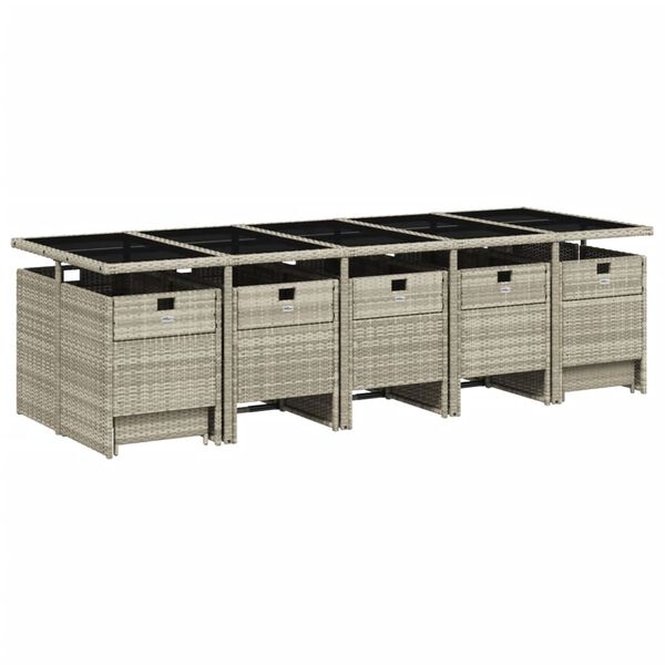 vidaXL Set da Pranzo da Giardino 15 pz con Cuscini Grigio Polyrattan