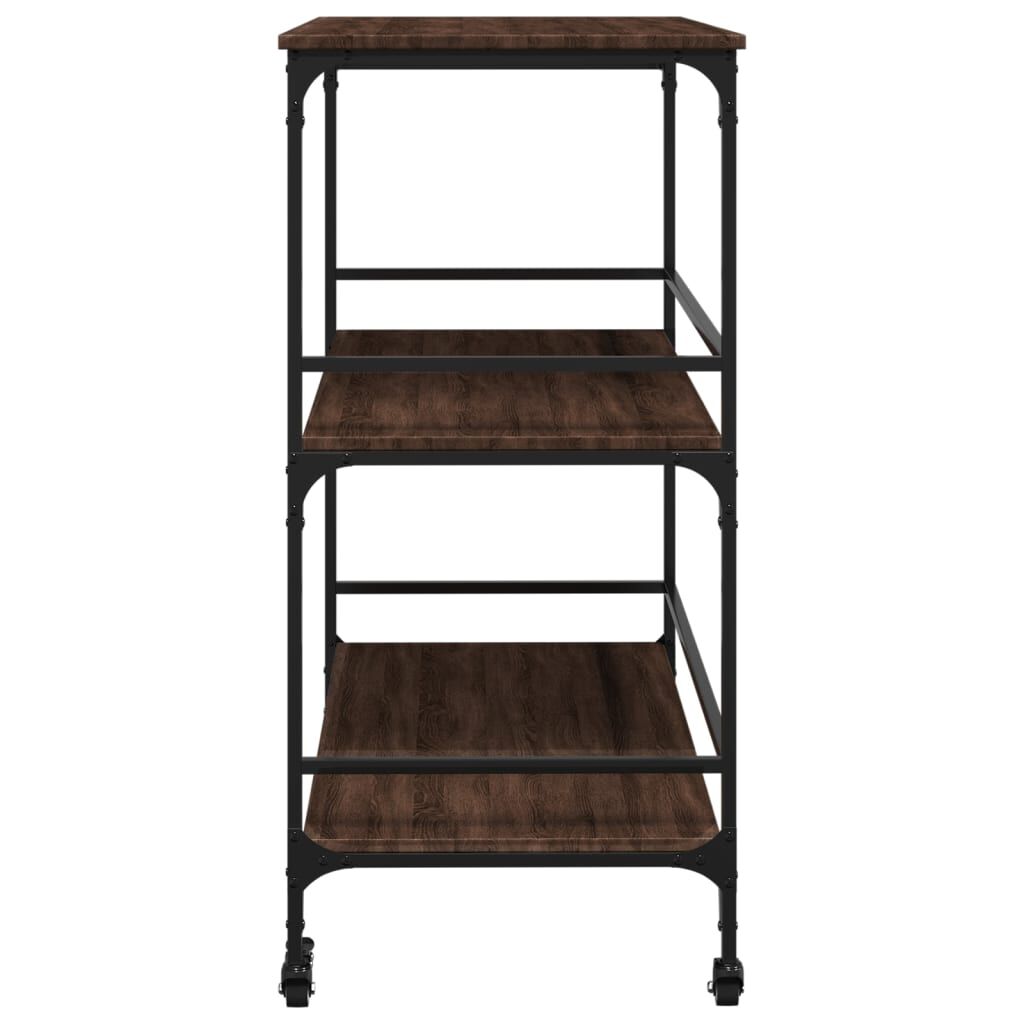 Carrello Richiudibile 2 Ripiani Legno + Cestino | 4 Ruote Per Casa, Cucina, Ufficio | Salvaspazio
